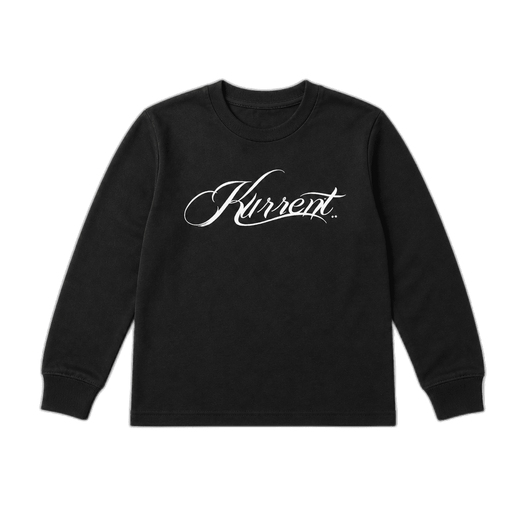 Kurrent kids long-sleeve tee with script chest print