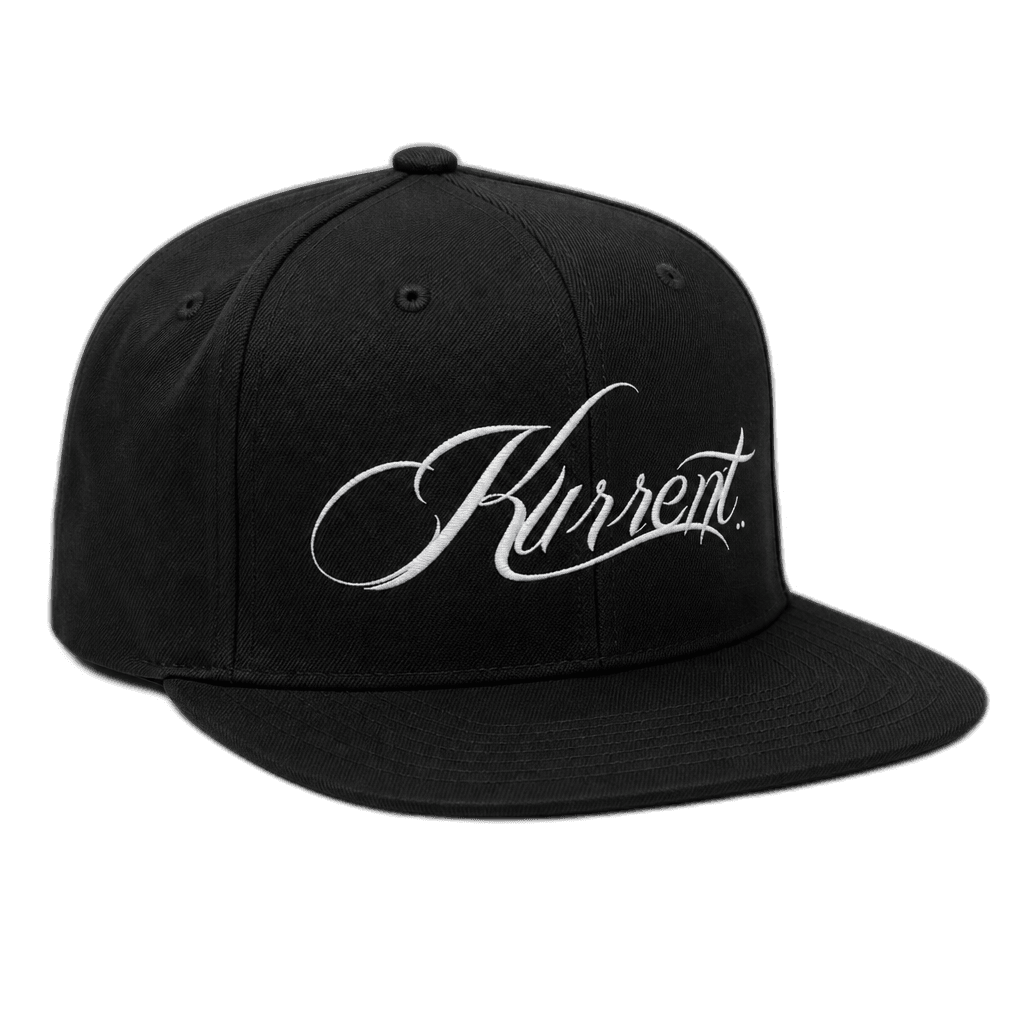 Kurrent snapback with embroidered script