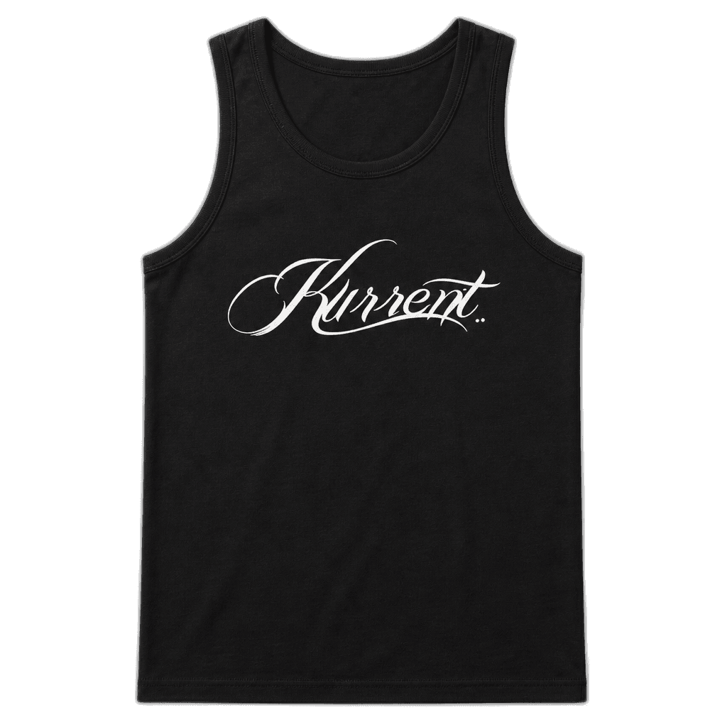Kurrent tank with script chest print
